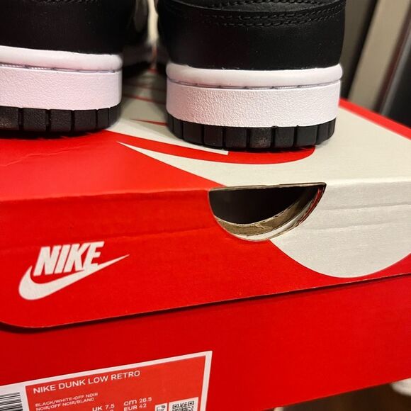 Nike Dunk Low White Black Panda Retro Shoes DJ6188-002 Men's Size 8.5 - Picture 4 of 9